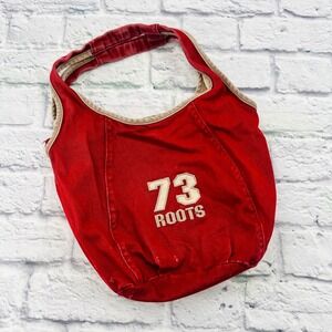 Roots 73 Red Bucket Hobo Bag Canvas Casual Everyday Slouchy Shoulder